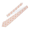 White Floral Necktie - Soft Red and Peach Flower Pattern