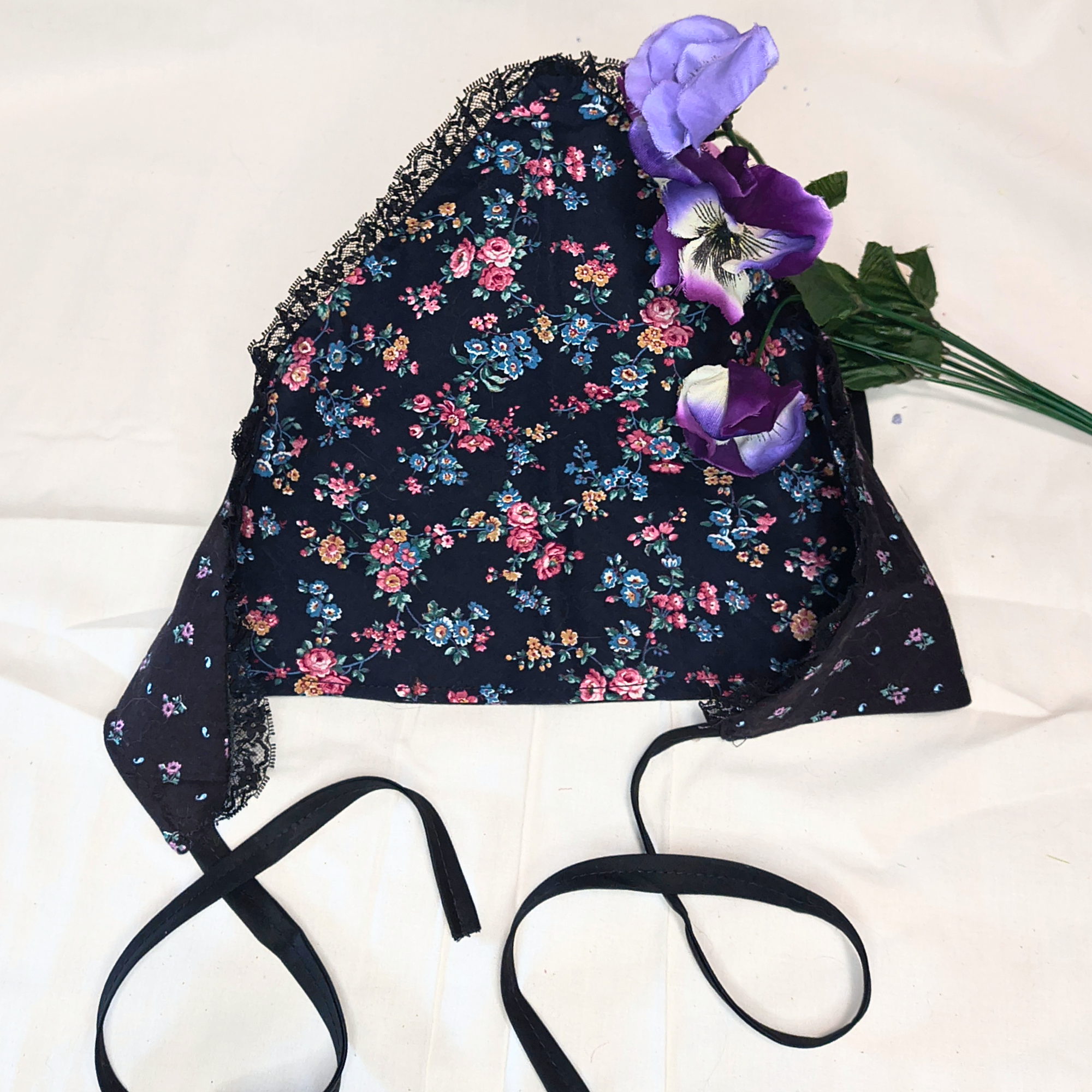 Midnight Garden Reversible Bandana - Made with Upcycled Materials