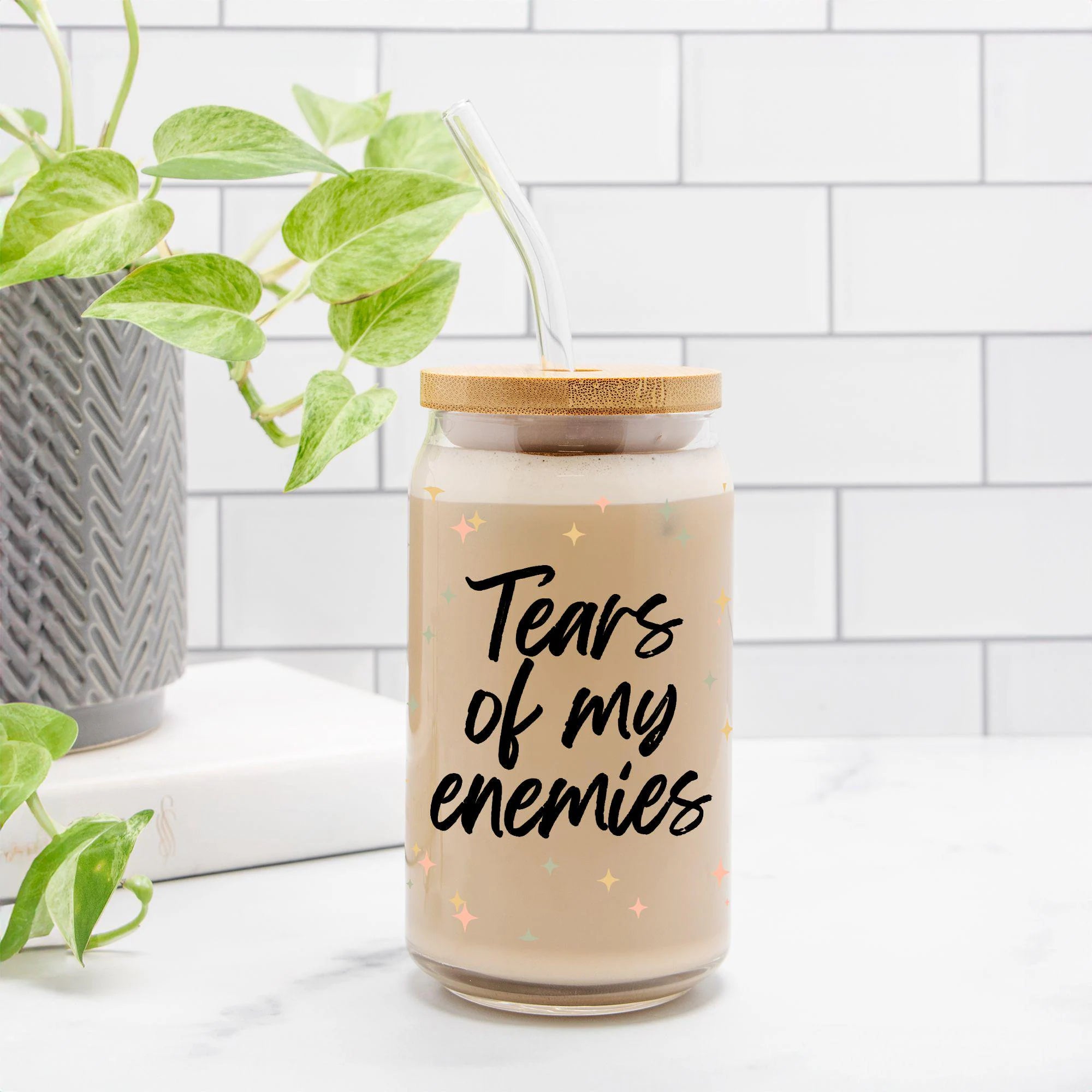 Tears of My Enemies - Glass Cup with Straw