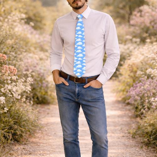 Blue Cloud Necktie - Dreamy Sky Inspired Men's Tie