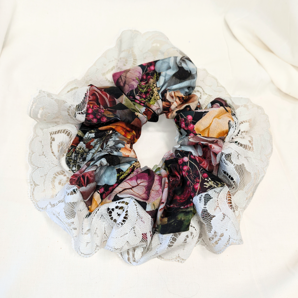 Blush Rose Lace Scrunchie - Made with Upcycled Materials