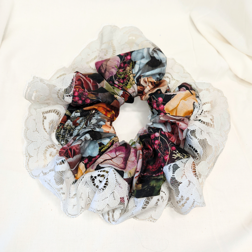 Blush Rose Lace Scrunchie - Made with Upcycled Materials