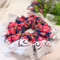 Strawberry Lace Cottage Scrunchie - Made with Upcycled Materials